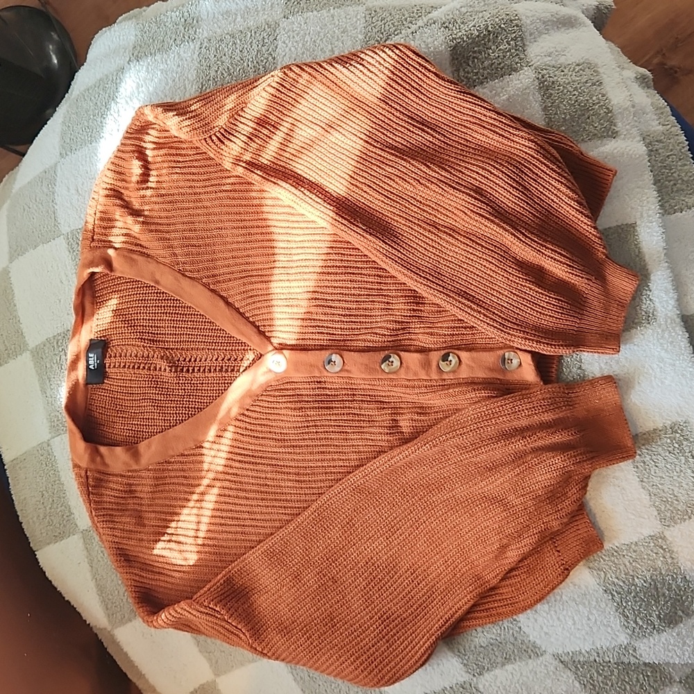 Able Marlene Gingerbread Button-Up Cardigan, Size XL